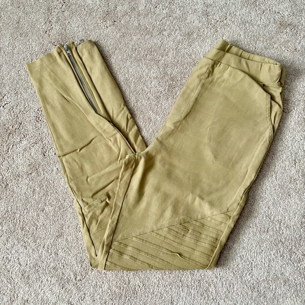 Tan Straight Leg Pants with Relaxed Fit